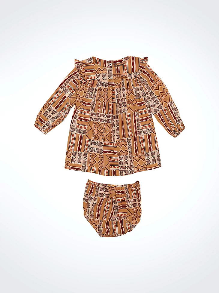 robe trapèze imprimée western dorée pour petite fille