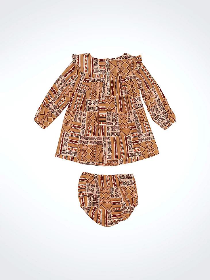 robe trapèze imprimée western dorée pour petite fille
