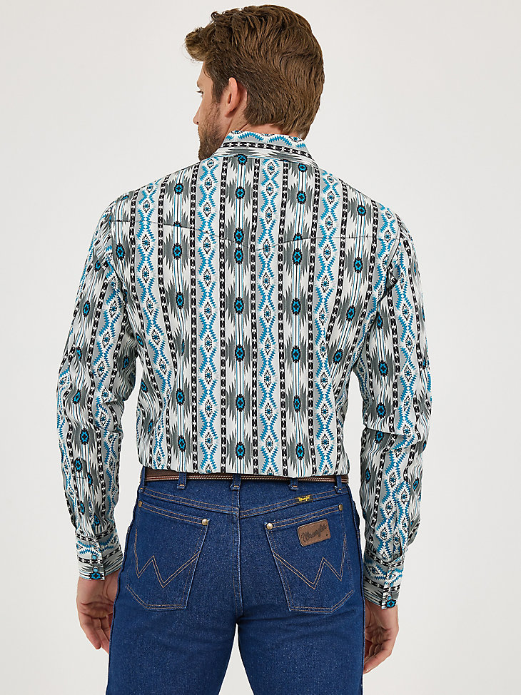 chemise western à manches longues checotah pour homme imprimée à boutons-pression gris contrasté