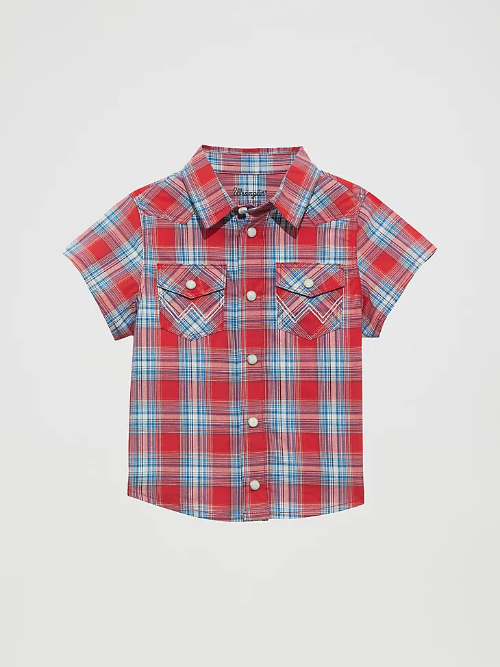 chemise western à manches courtes pour petit garçon rouge cerise