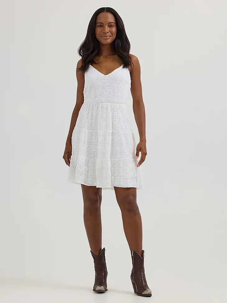 robe courte texturée à volants pour femme blanche