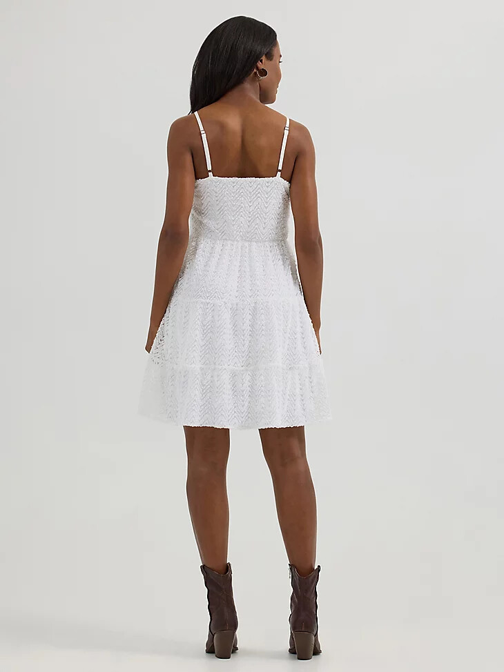 robe courte texturée à volants pour femme blanche