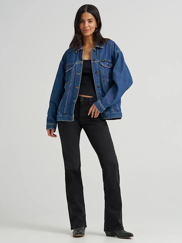 veste en jean girlfriend pour femme couleur jonquille