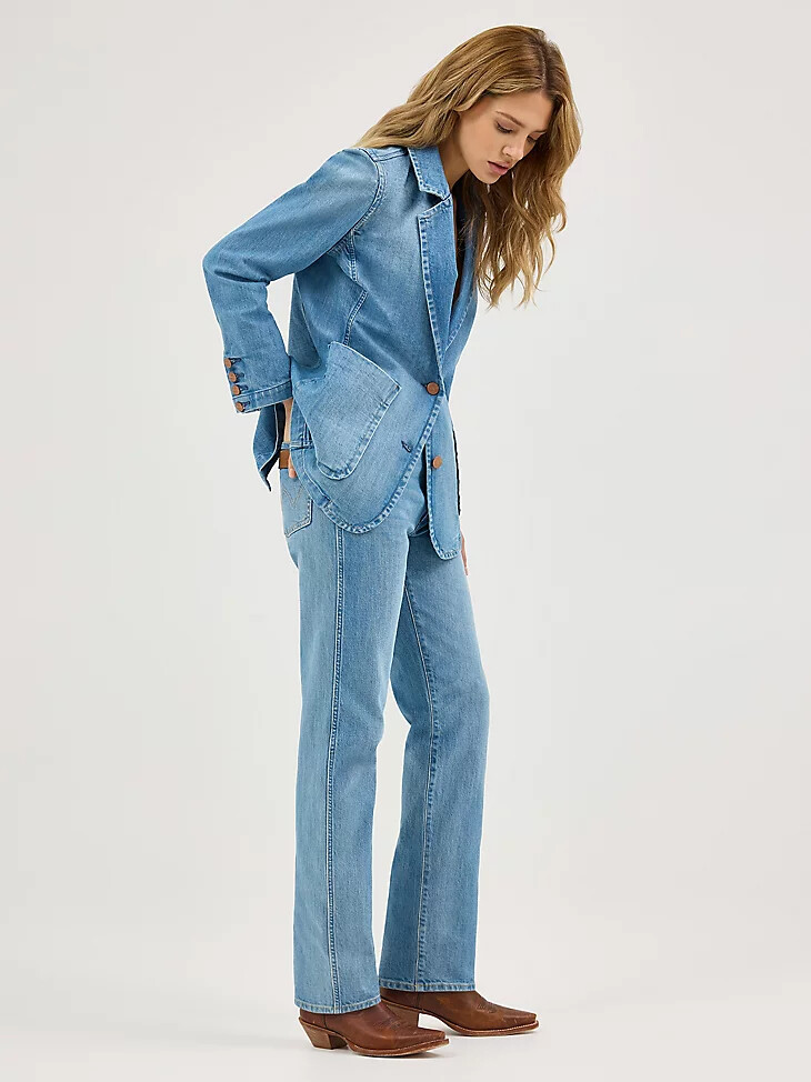 blazer en jean bleu ciel pour femme