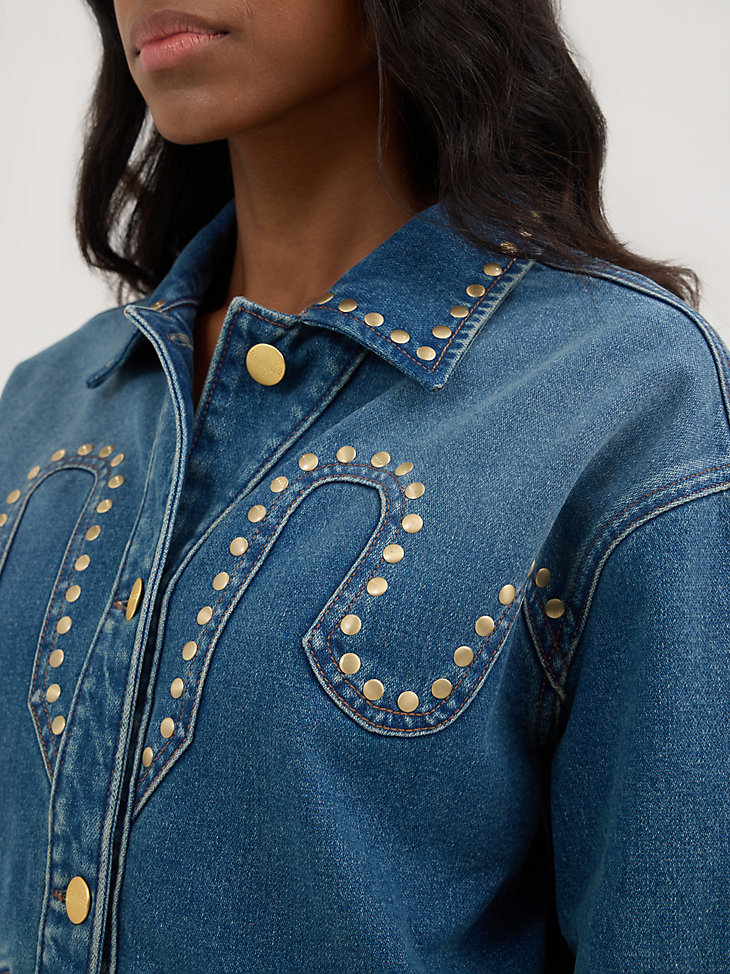 veste cloutée wrangler x yellow rose par kendra scott bleu patiné