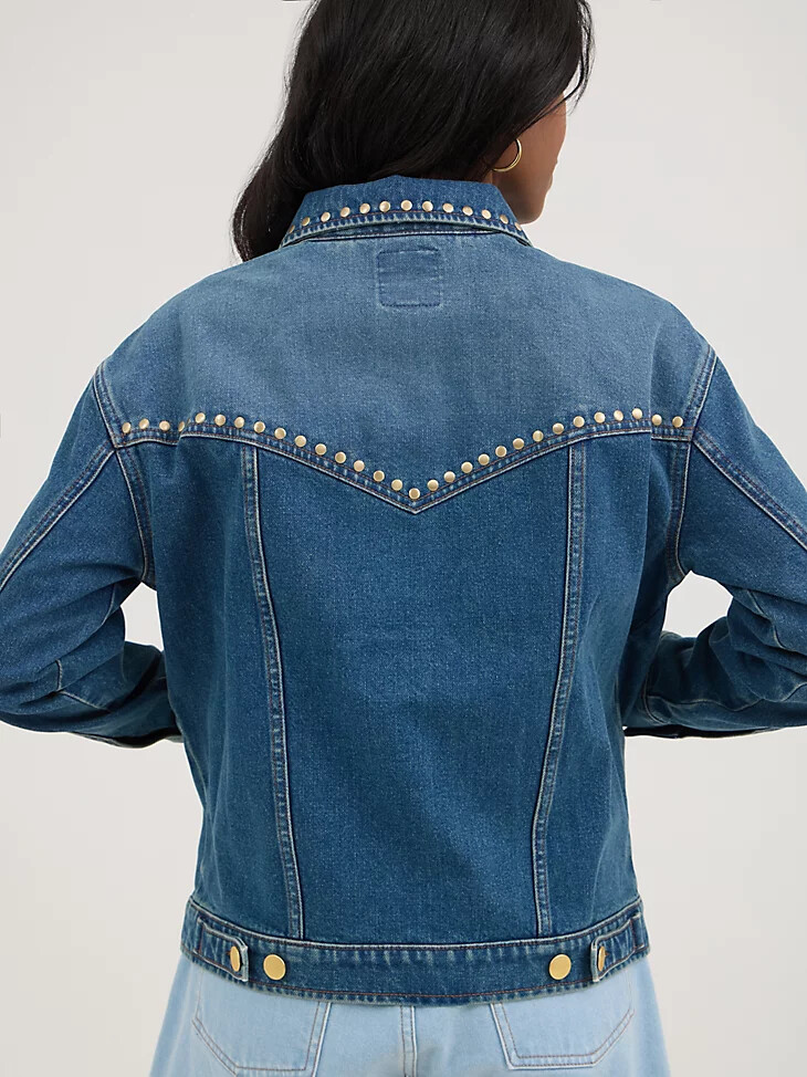 veste cloutée wrangler x yellow rose par kendra scott bleu patiné