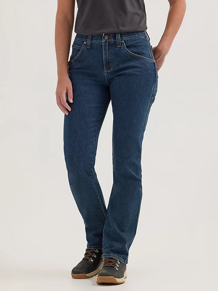 jean de travail technique droit wrangler riggs workwear pour femme délavage vintage