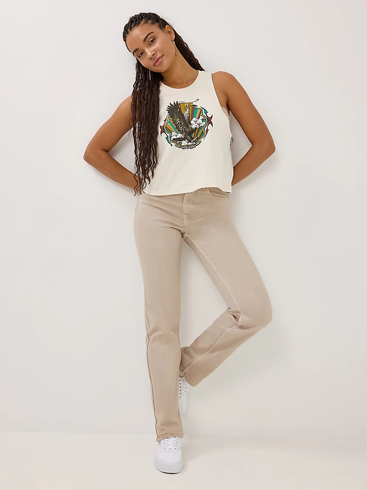 jean wrangler taille haute à jambes droites athena pour femme