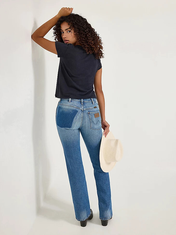 jean wrancher shadow pocket pour femme denim délavé