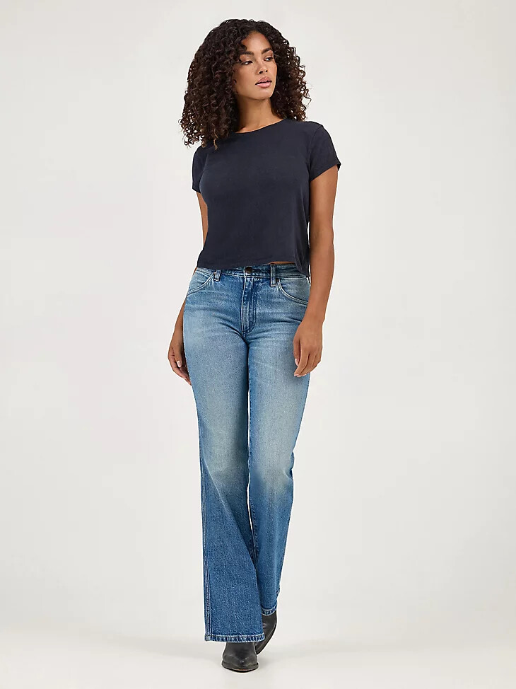 jean wrancher shadow pocket pour femme denim délavé