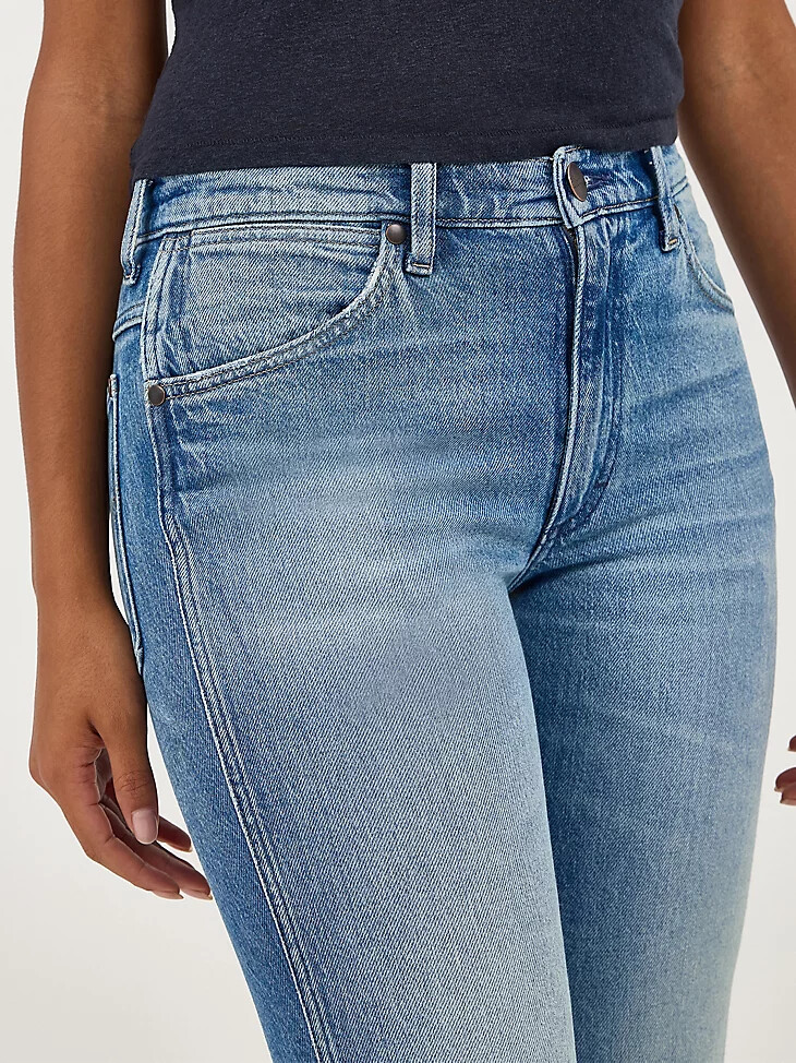 jean wrancher shadow pocket pour femme denim délavé