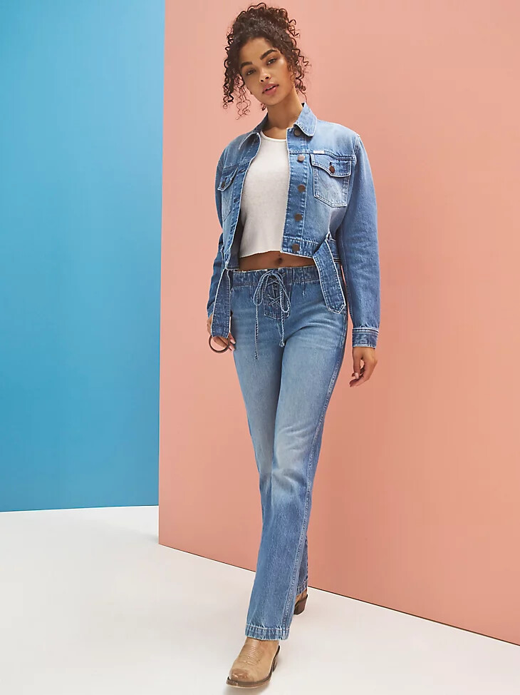 jean bootcut à nouer sur le devant pour femme