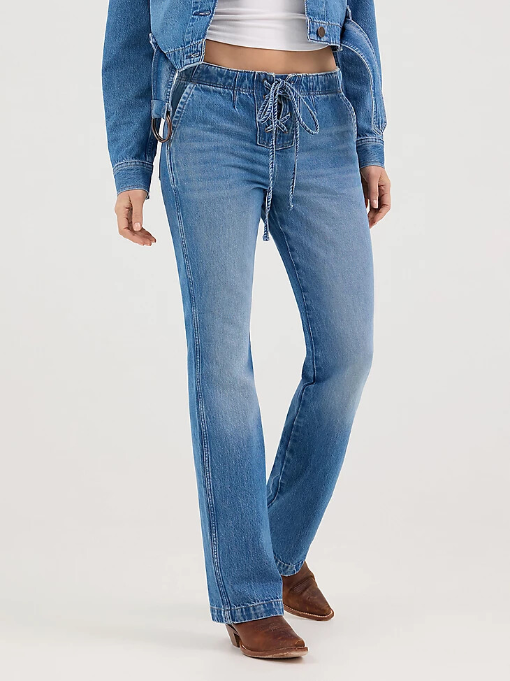 jean bootcut à nouer sur le devant pour femme
