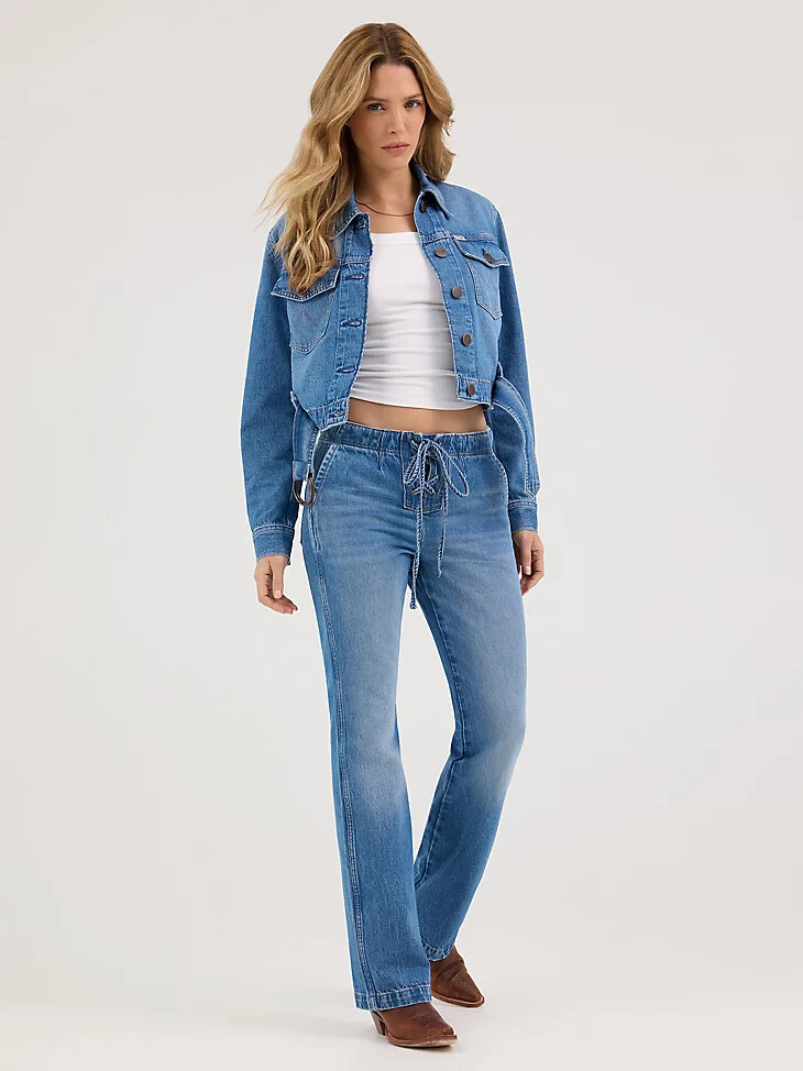 jean bootcut à nouer sur le devant pour femme