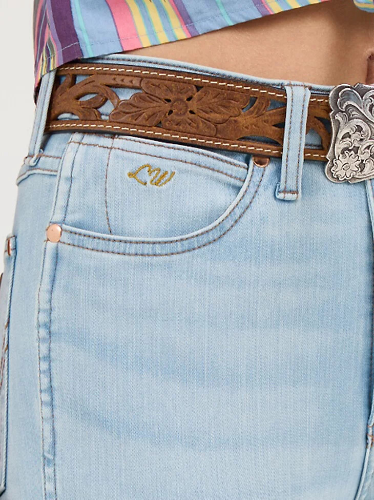 bottes montantes à ourlet brut wrangler x lainey wilson bleu délavé.