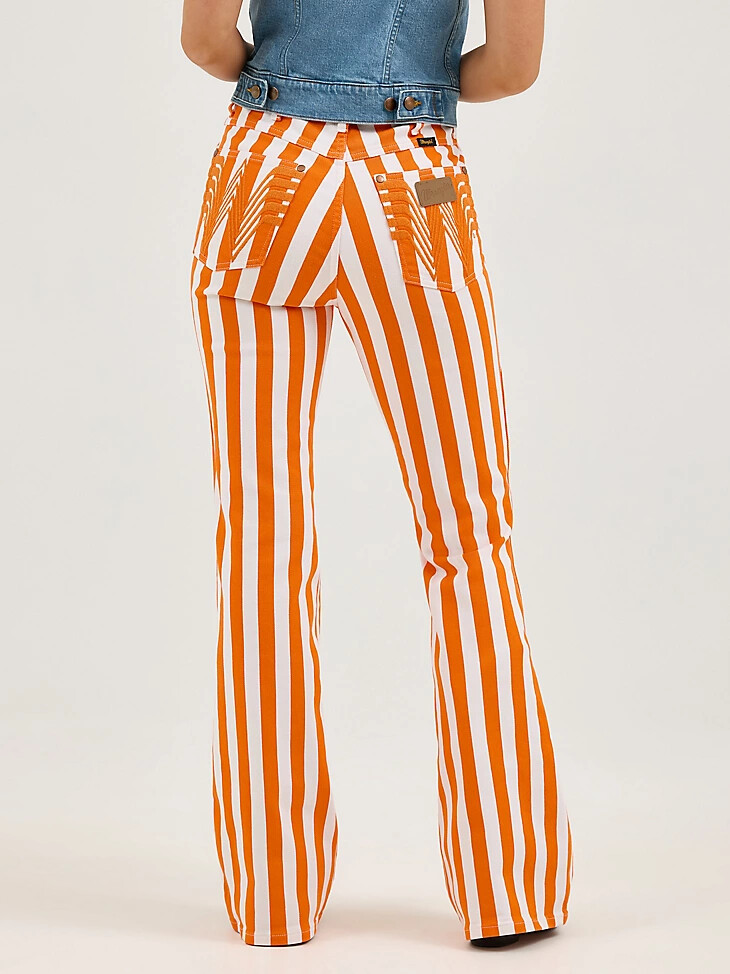 jean évasé à rayures bailey wrangler x whataburger orangeblanc