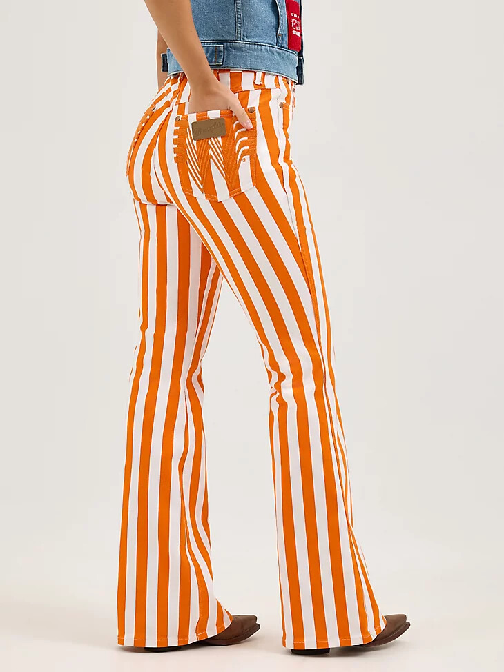 jean évasé à rayures bailey wrangler x whataburger orangeblanc