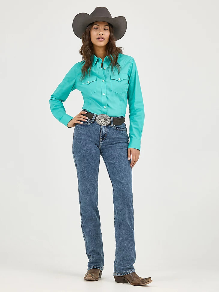 jean wrangler cowboy cut slim fit stretch pour femme délavé à la pierre