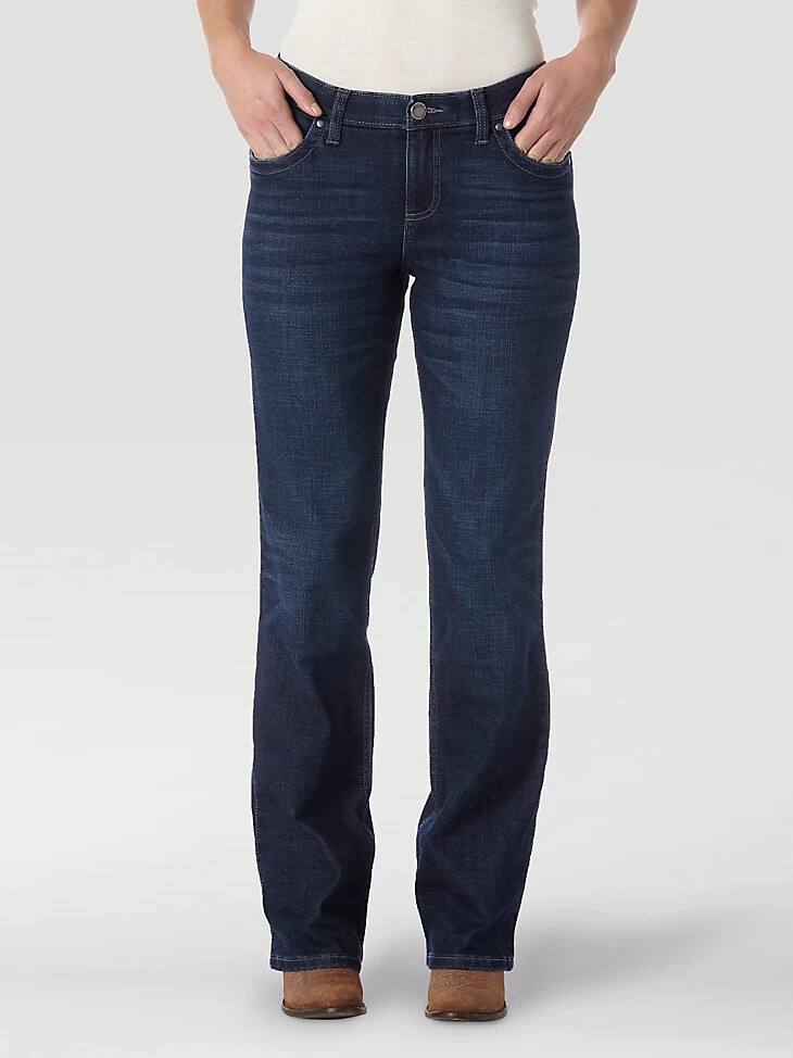 jean déquitation wrangler ultimate pour femme q-baby bottes montantes à coupe évasée
