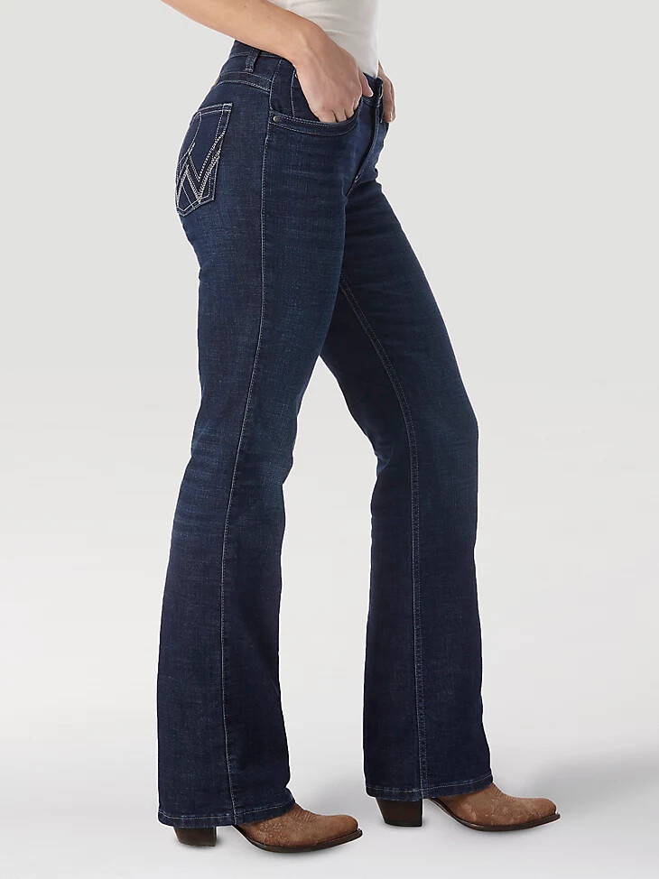jean déquitation wrangler ultimate pour femme q-baby bottes montantes à coupe évasée