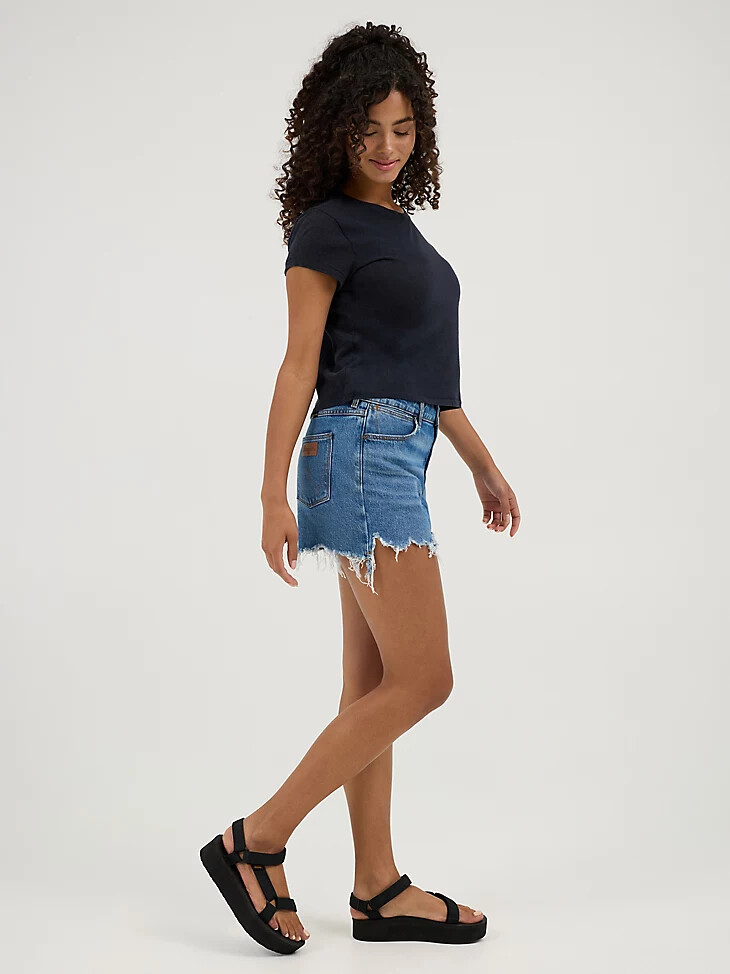 short en jean taille mi-haute pour femme bleu caroline