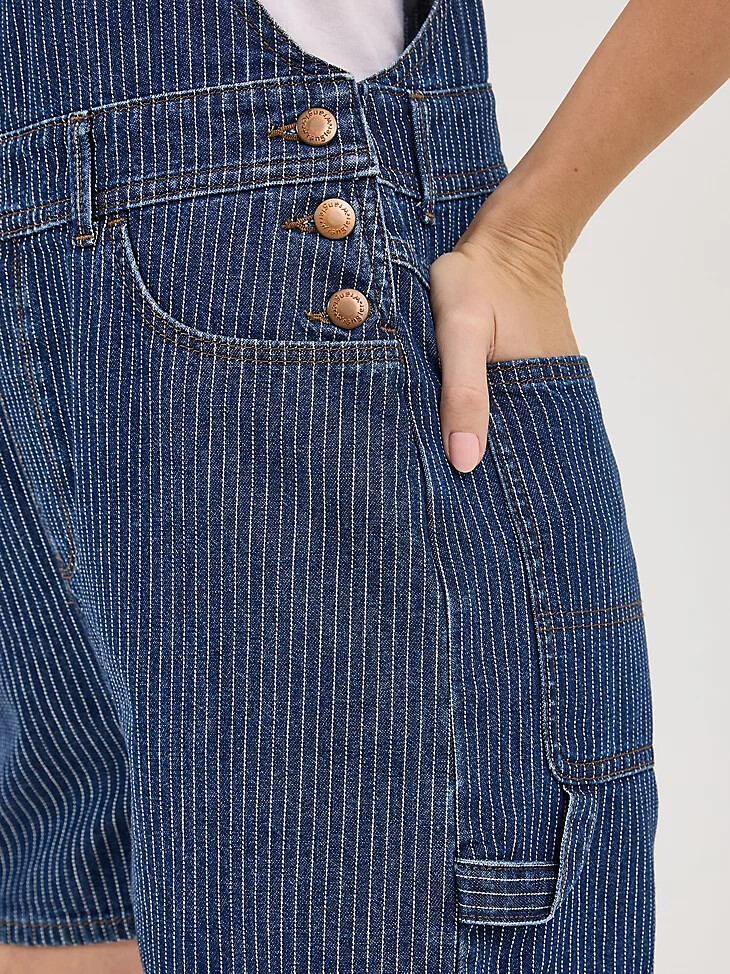 salopette courte en jean bleu véritable pour femme