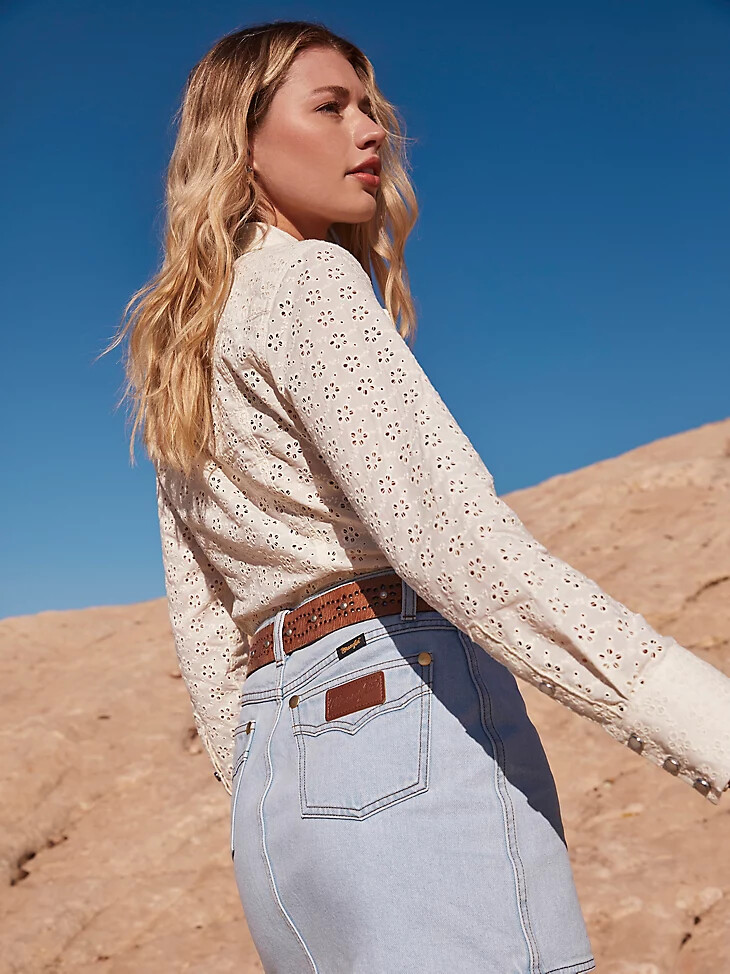 chemise à boutons-pression nacrés wrangler x yellow rose par kendra scott cloud dancer