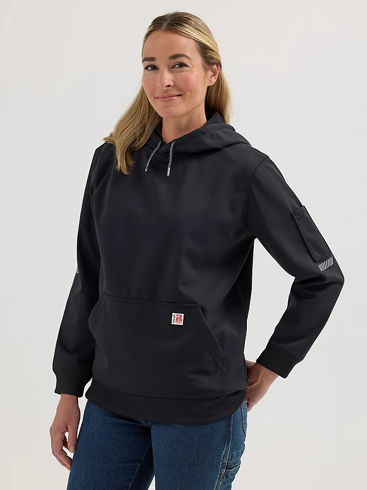 sweat à capuche technique wrangler riggs workwear pour femme noir de jais