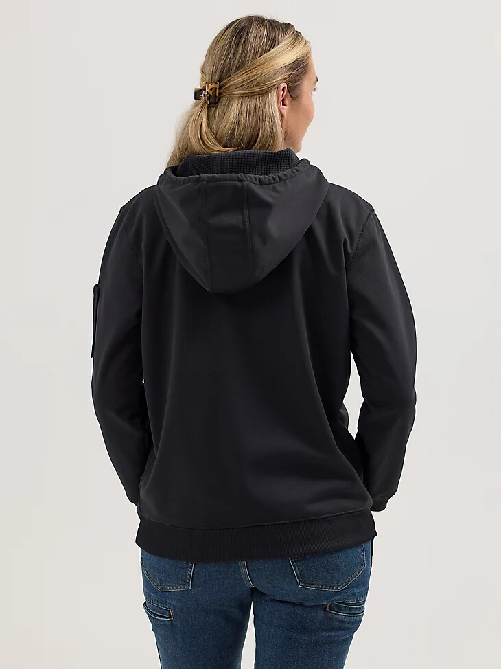 sweat à capuche technique wrangler riggs workwear pour femme noir de jais