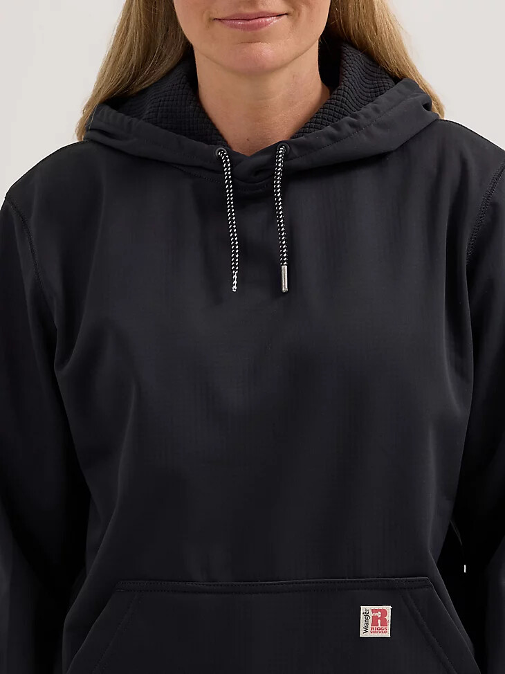 sweat à capuche technique wrangler riggs workwear pour femme noir de jais