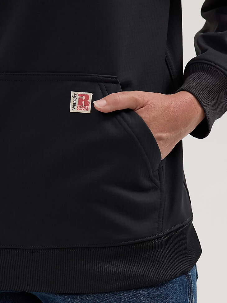 sweat à capuche technique wrangler riggs workwear pour femme noir de jais