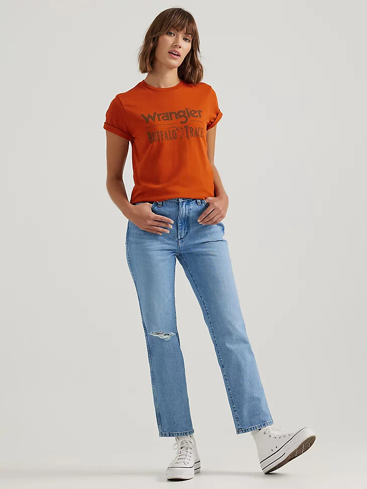 t-shirt à logo wrangler x buffalo trace pour femme rouge distillateur