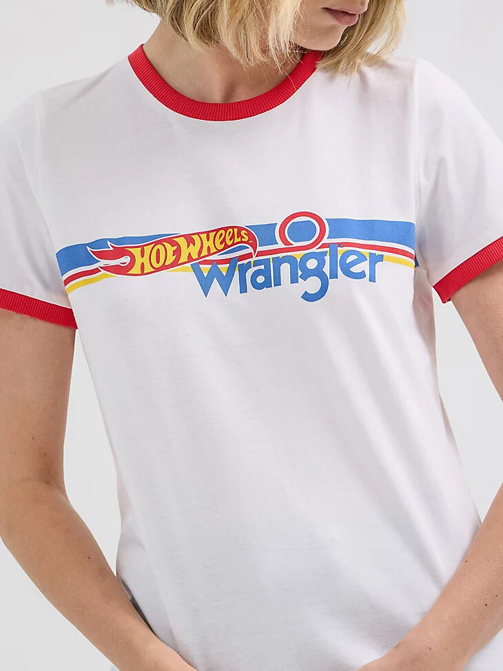 t-shirt à col rond wrangler x hot wheels pour femme blanc éclatant