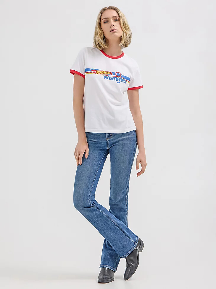 t-shirt à col rond wrangler x hot wheels pour femme blanc éclatant