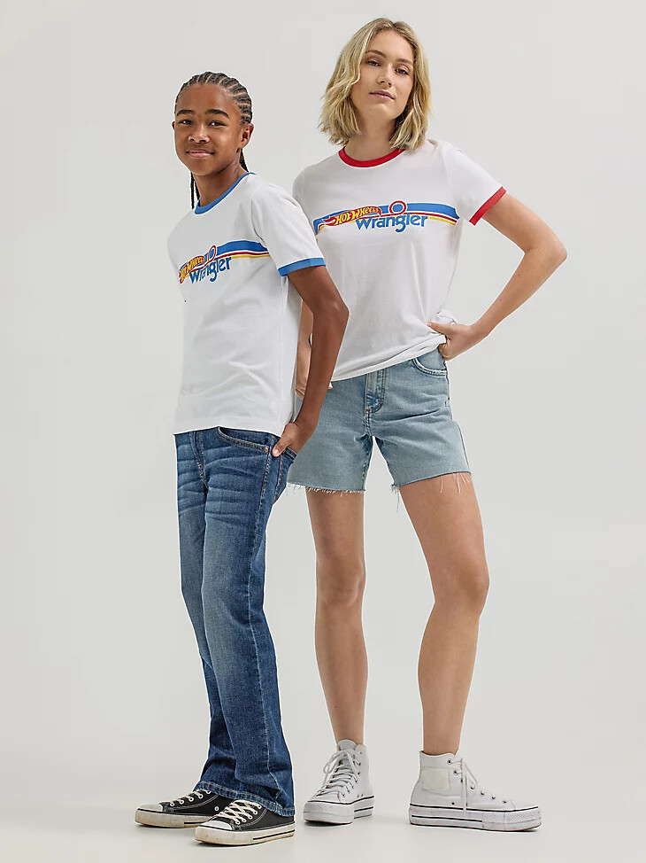 t-shirt à col rond wrangler x hot wheels pour femme blanc éclatant
