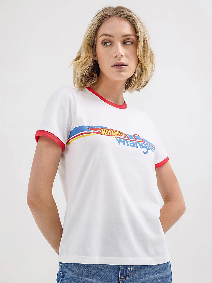 t-shirt à col rond wrangler x hot wheels pour femme blanc éclatant
