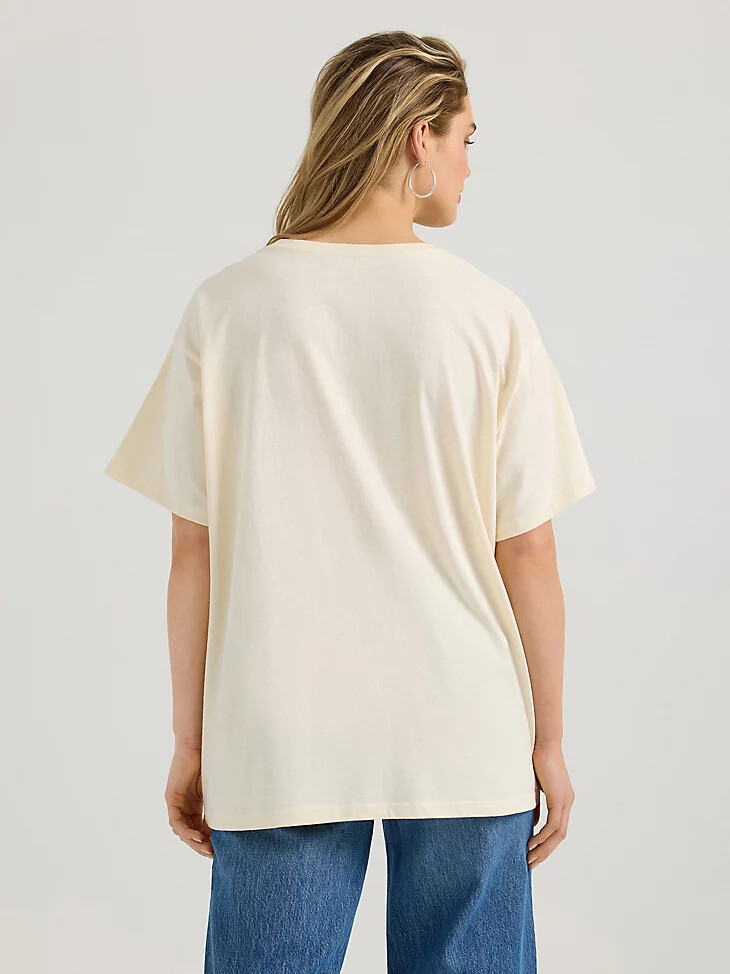 t-shirt oversize à motif western wrangler pour femme blanc antique