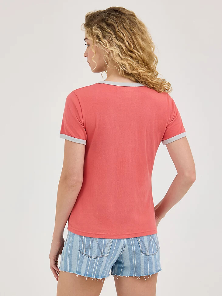 t-shirt tranquil ringer pour femme rose délavé