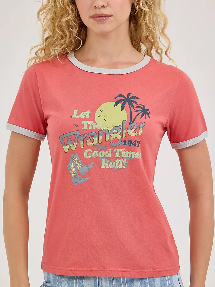 t-shirt tranquil ringer pour femme rose délavé