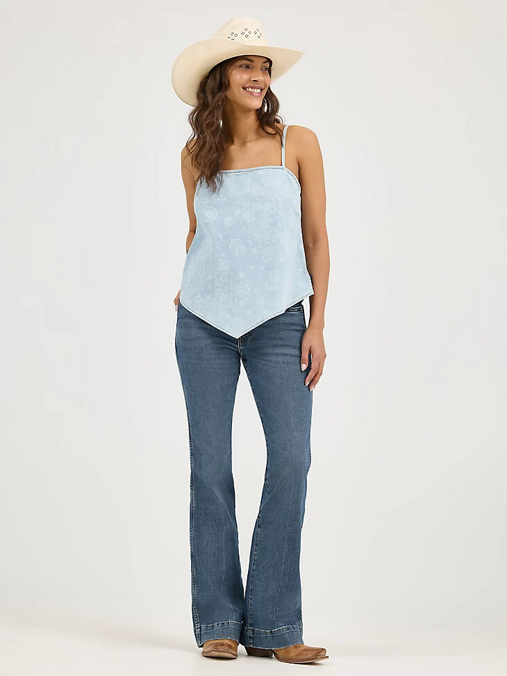 débardeur wrangler bandana smocked pour femme bleu
