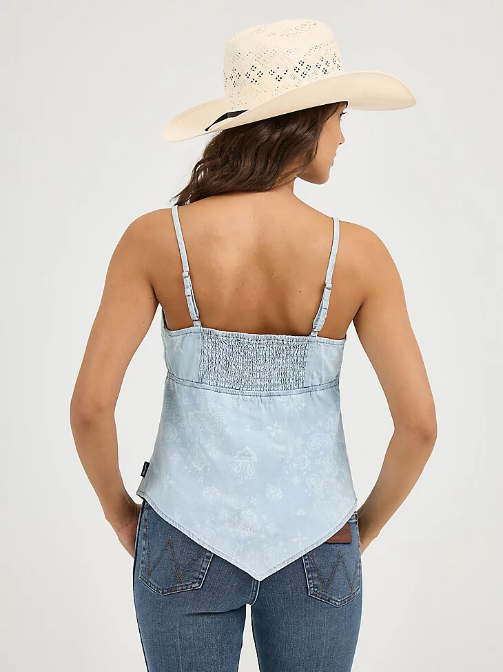 débardeur wrangler bandana smocked pour femme bleu