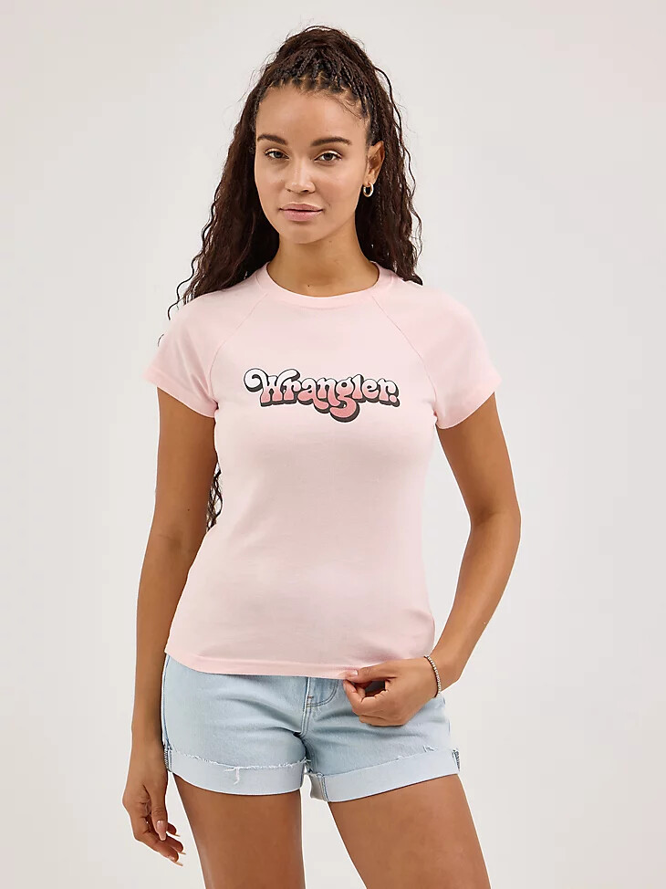 t-shirt raglan court à motif pour femme rose quartz