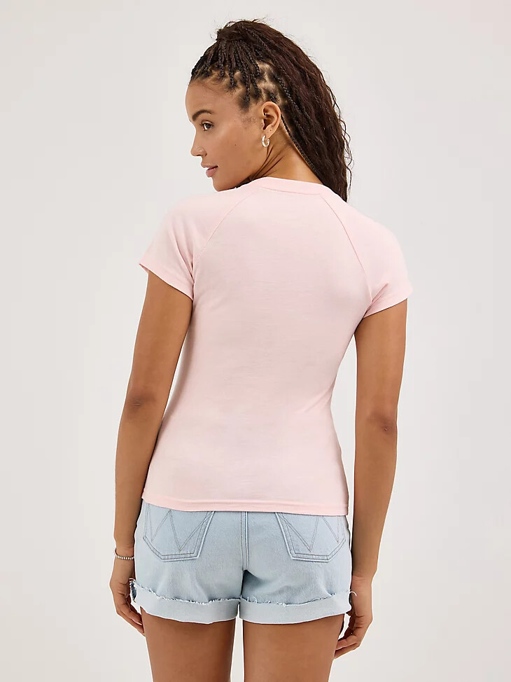 t-shirt raglan court à motif pour femme rose quartz