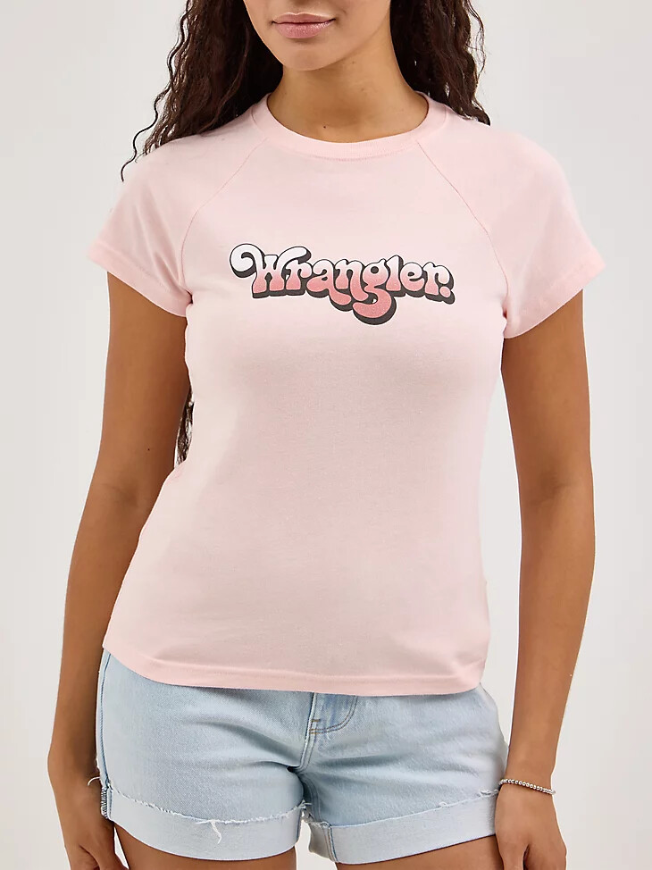 t-shirt raglan court à motif pour femme rose quartz