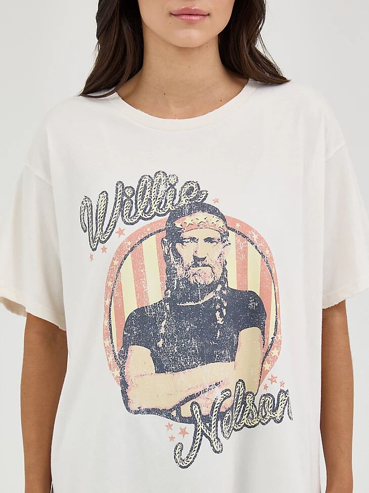 t-shirt oversize pour femme wrangler willie nelson couleur guimauve