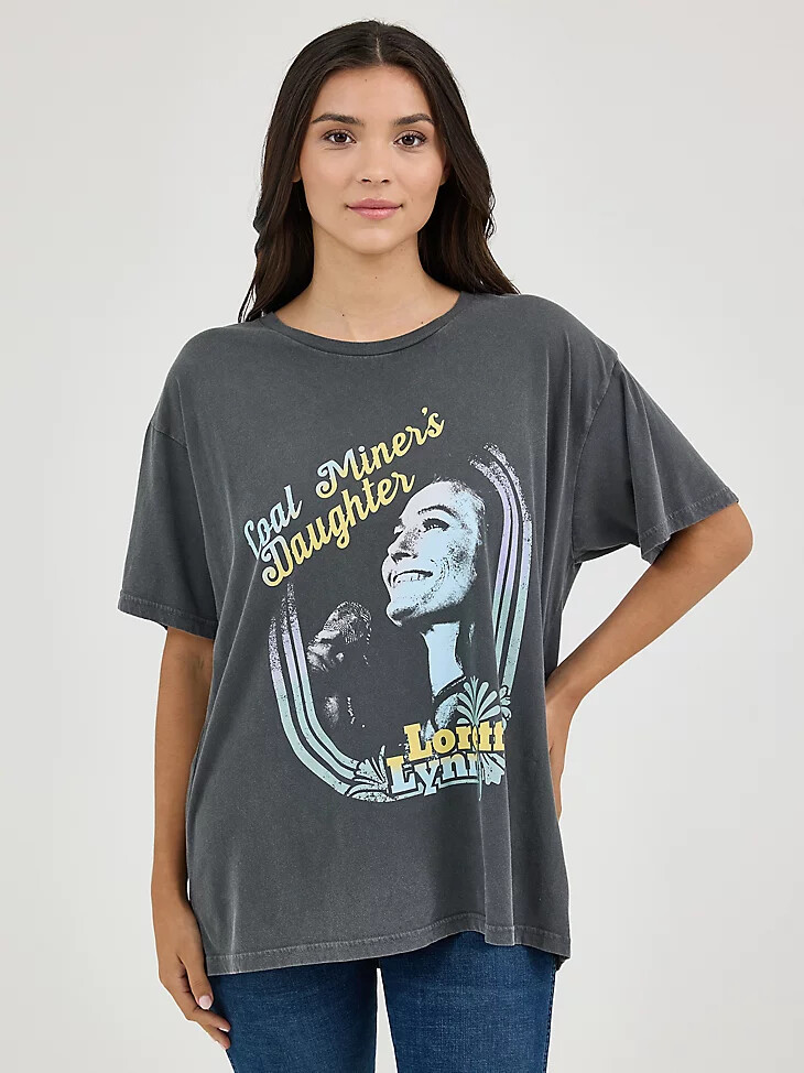 t-shirt oversize à bandes wrangler loretta lynn pour femme noir de jais