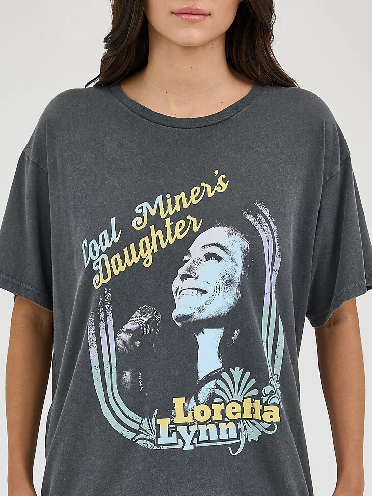 t-shirt oversize à bandes wrangler loretta lynn pour femme noir de jais