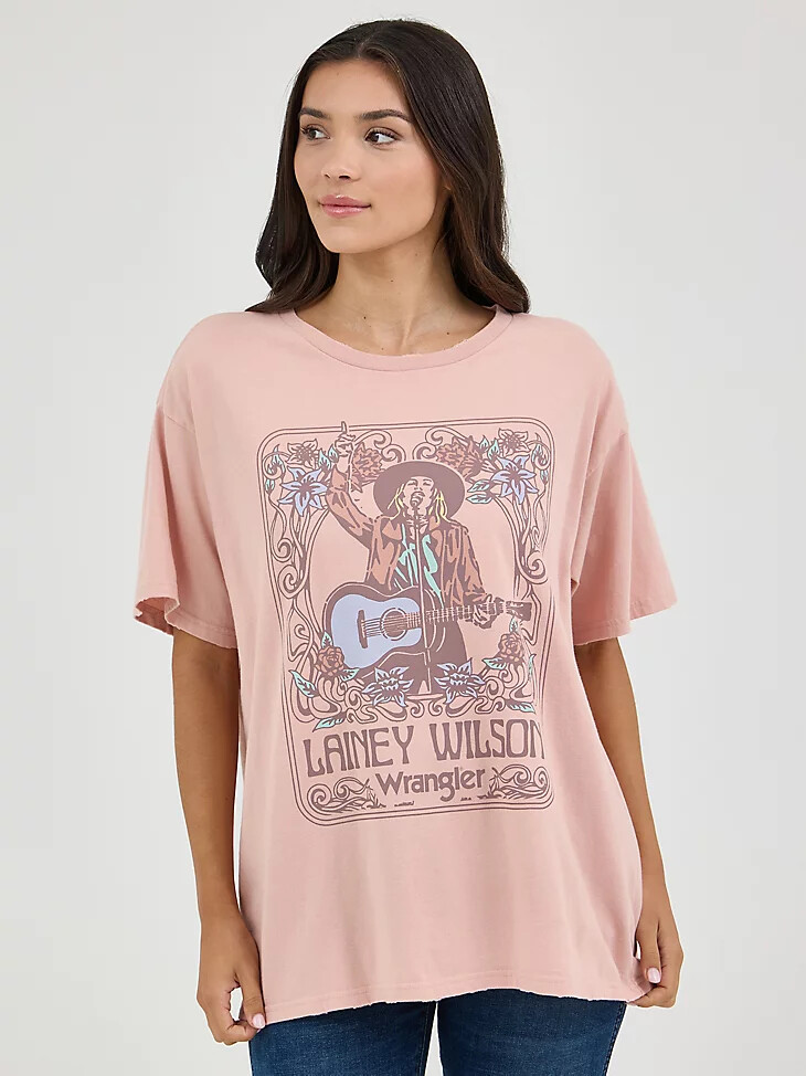 t-shirt oversize à bande lainey wilson pour femme couleur rose brumeux