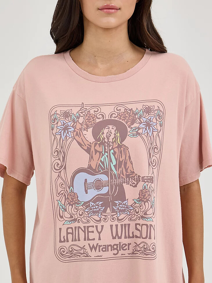 t-shirt oversize à bande lainey wilson pour femme couleur rose brumeux