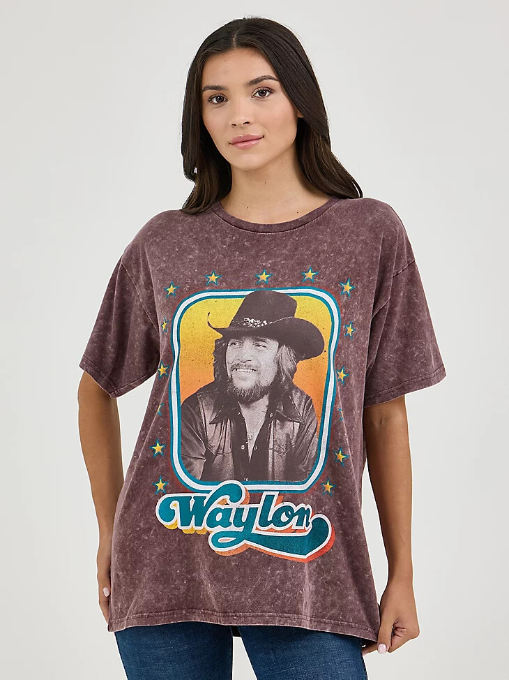 t-shirt oversize wrangler waylon jennings pour femme couleur fudge comet wash